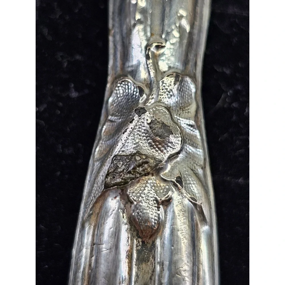Butter Spreader Sterling Silver Handle‎ Floral Art Nouveau Antique Silver